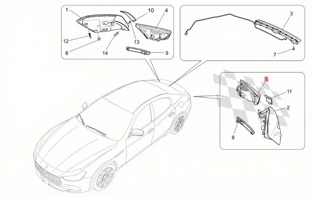Maserati Ghibli 2014-2019 REAR+LEFT+INNER Tail light