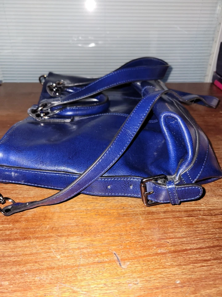 SZone Royal Blue Leather Satchel Shoulder Bag, Fits Standard PC + Bonus Wallet - Image 4 of 4