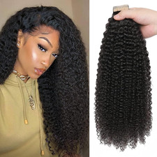 Hotlulana Tape In Hair Extensions Human Hair 3C 4A Kinky Curly Tape Ins For