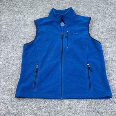 LL Bean Vest Mens Large Blue Trail Model Polartec Fleece Full Zip Mock Neck