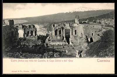 AK Taormina, Teatro Antico con vista del Castello, di Capo Schisó e dell´ Etna 