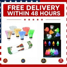 Glow in the Dark LED Badminton Shuttlecocks 6 Pack Feather Birdies