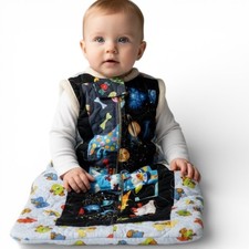 HandmadeBaby Sleep Sack 6-12 month Quilted Space Planets Bears Sleeveless Warm