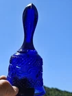 Vintage Fenton Bell Cobalt Blue Glass Diamond Point Scroll Pattern