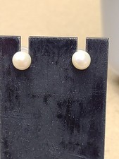White Cultured Freshwater Pearl 14k Yellow Gold Stud Earrings