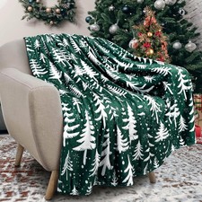 Christmas Tree Throw Blanket 50x60 Inch Merry Christmas Green Blankets Soft