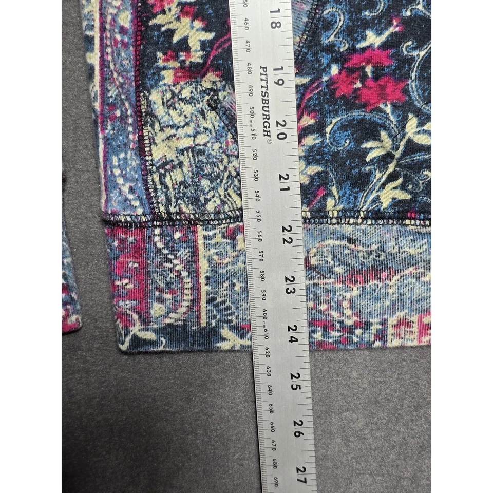 Lucky Brand Floral Patchwork Print Full Zip Up Hoodie Jacket Size M 90s VTG - Image 4 of 4