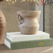 Elegant Decorative Linen Books Set Faux Book Storage Home Office Decor New