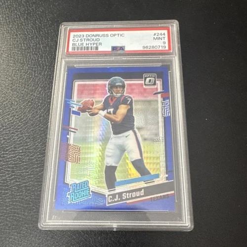 Panini Donruss Optic C.J. Stroud Rated Rookie Blue Hyper #244 PSA 9 Texans