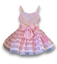 Weissman Dance Costume Pink Sequin Glitter Tutu One-Piece Pageant Dress Size IC