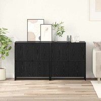 Sideboard 2Er Set Schwarz Eichenoptik Mit Stauraum 70X41X75 Cm