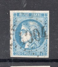 France  Classique BORDEAUX 20c bleu Yv. 46B  GC 4004  TRAINEL  TTBE