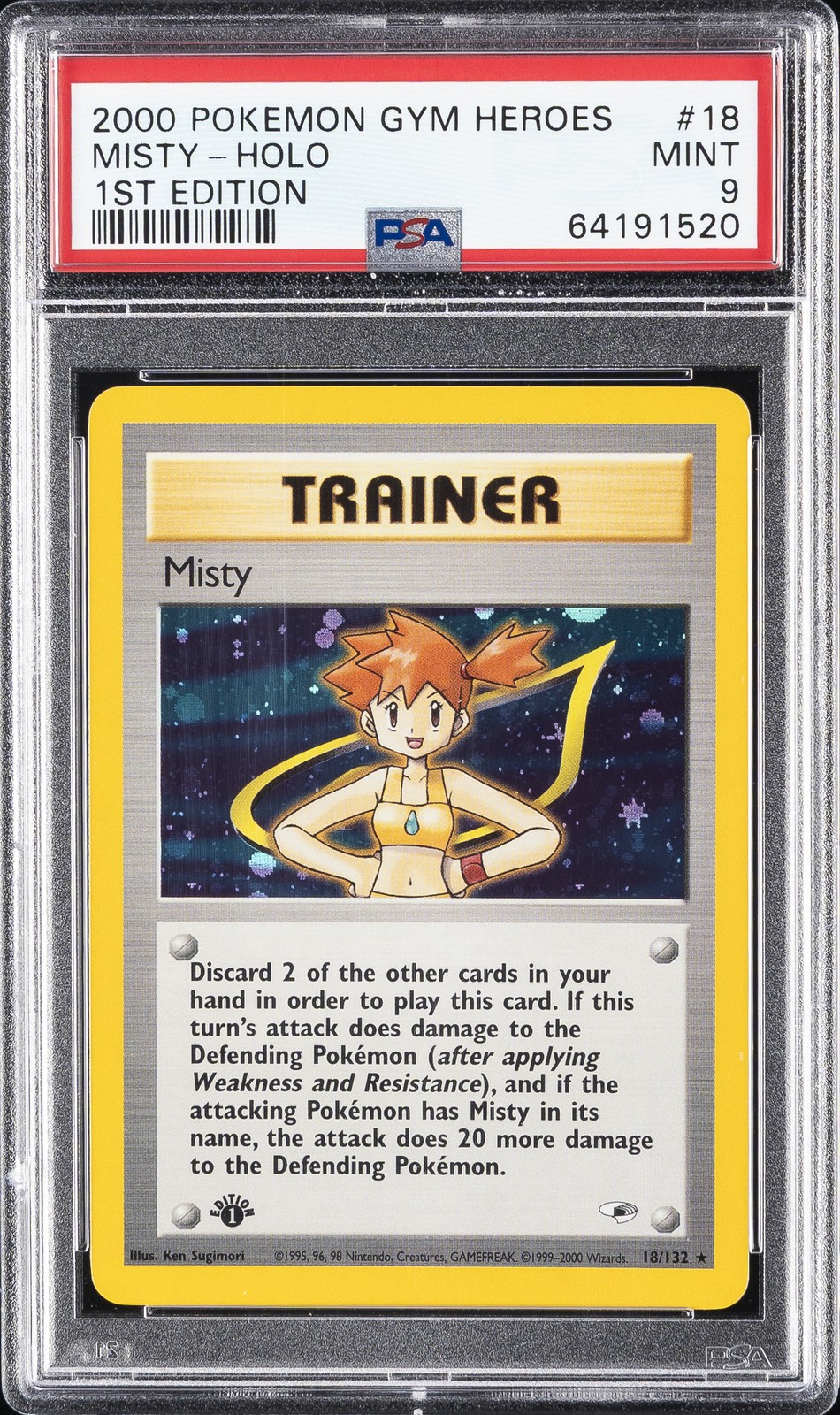 2000 POKEMON GYM HEROES 1ST EDITION #18 MISTY-HOLO PSA 9
