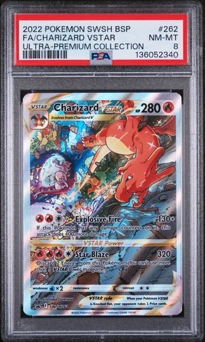 2022 POKEMON SWSH BLACK STAR PROMO #262 FULL ART/CHARIZARD VSTAR PSA 8