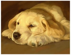 artav Golden Retriever 07 Art Print Dog Puppy Painting