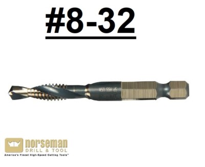 8-32 Combination Drill & Tap 1/4'' Quick Release Norseman / Viking