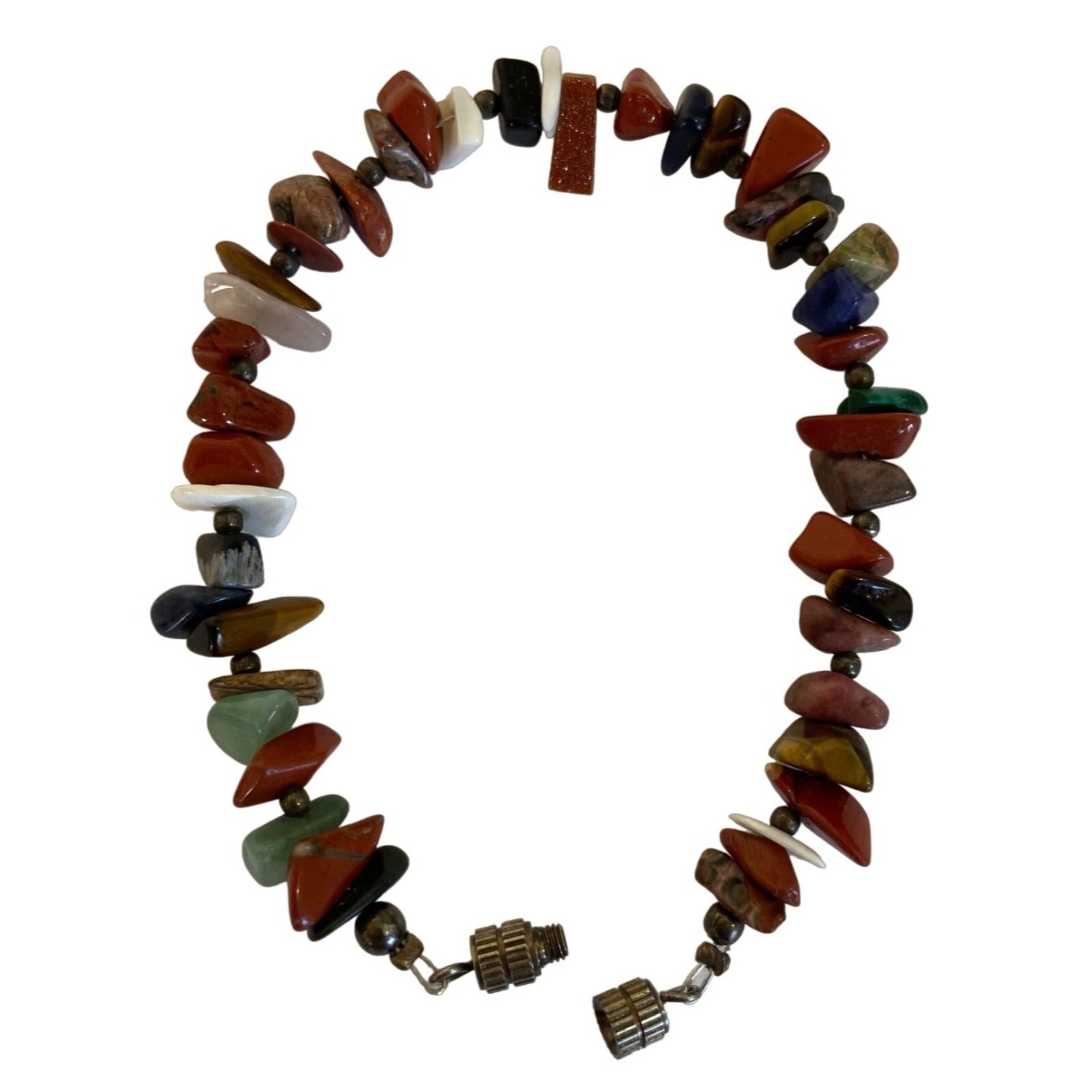 Vintage BOHO Bohemian Bracelet with Semi-Precious Stones in Earth Tones 8 Inch-image