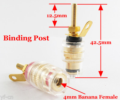 50pcs Copper Gold Audio Speaker 4mm Banana Jack Long Thread Small Binding Post
