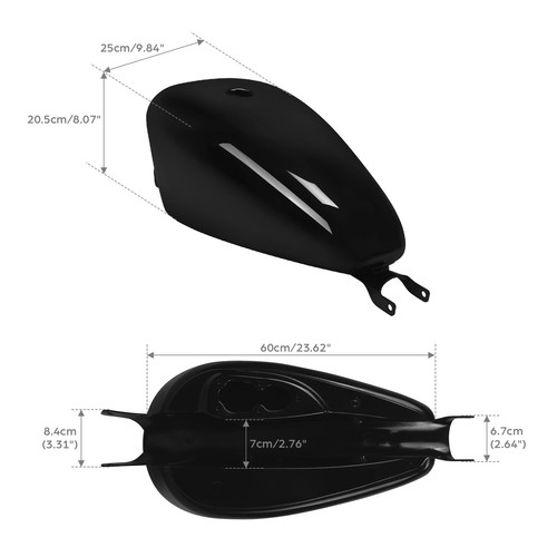 Vivid Black 3.7 Gal. Fuel Gas Tank Fit For Harley Sportster XL883 XL1200 2007-22 - Picture 2 of 8