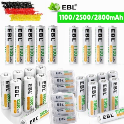 EBL  Akku AA Mignon AAA Wiederaufladbare Batterien 2800 mAh 2500mAh 1100mAh NIMH