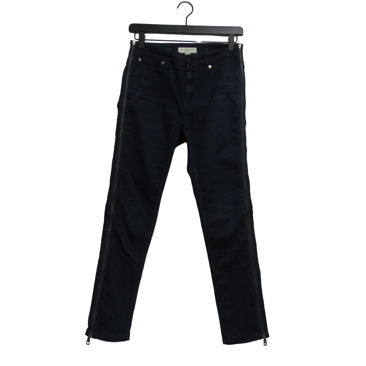 Burberry London Women's Skinny Leg Full Side Zipper Pants in Dark Blue SZ 28