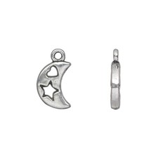 Charm, Moon, 20 Antiqued Silver Pewter 13x10mm Crescent Moon Hearts Stars
