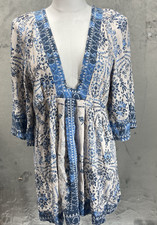 Free People Dress size XS Deep V Blue Floral Babydoll Boho Fairy