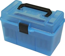 MTM H50-RL Deluxe 50-Round Rifle Ammo Case Box 30-06 270 Win 25-06 Clear Blue