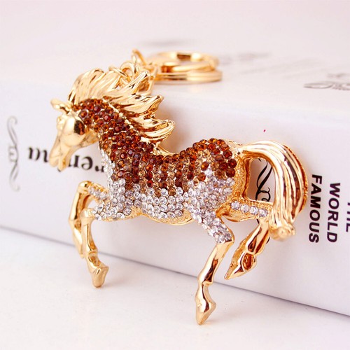 Horse Animal Crystal Rhinestone Keyring Keychain Car Handbag Bag Key