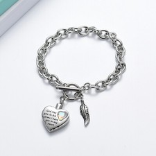 Crystal Heart Stainless Steel Chain Link Cremation Jewelry For Ashes Bracelets