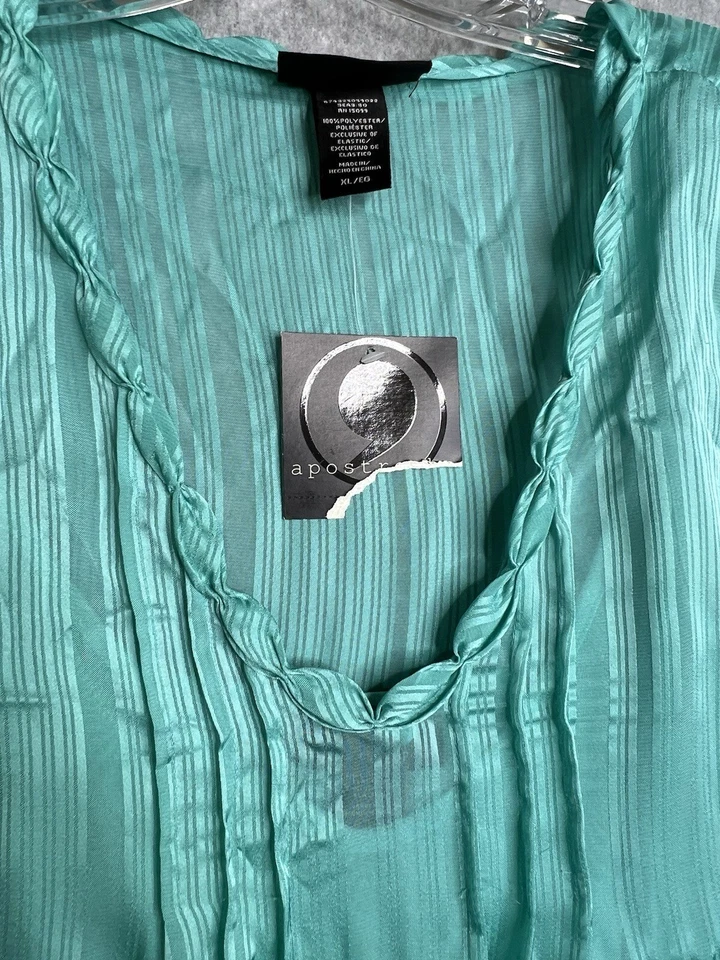 Apostrophe Top XL Azul Teal Chaqueta Transparente con Tanque Ligero Nuevo con Etiquetas Blusa 2 Unidades Foto 2 de 4