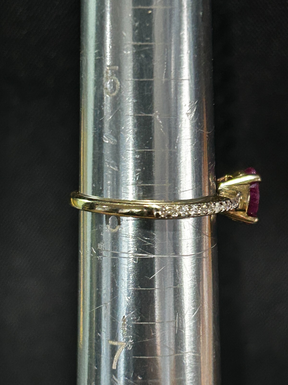 10K Solid Yellow Gold Diamond Oval Ruby Ring with… - image 9