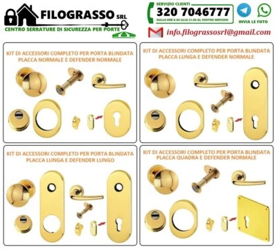 MOTTURA, DIERRE, CIPIERRE, FILOGRASSO, SECUREMME KIT DI ACCESSORI COMPLETO PORTA BLINDATA A CILINDRO EUROPEO