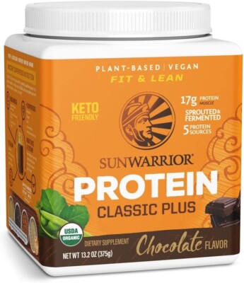 Sunwarrior Vegan Organic Protein Powder Plant-based 5 Superfood Quinoa Chia 375g