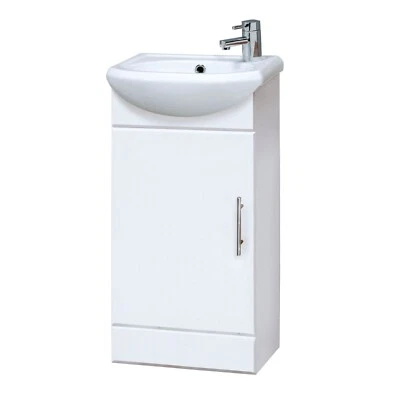 Bathroom Basin Vanity Unit & Sink 420mm Single Door Cabinet Modern Round Cabinet