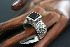 Designer Heavy 925 Sterling Silver genuine 3 CT Garnet Wide Women's Ring Sz 7.25