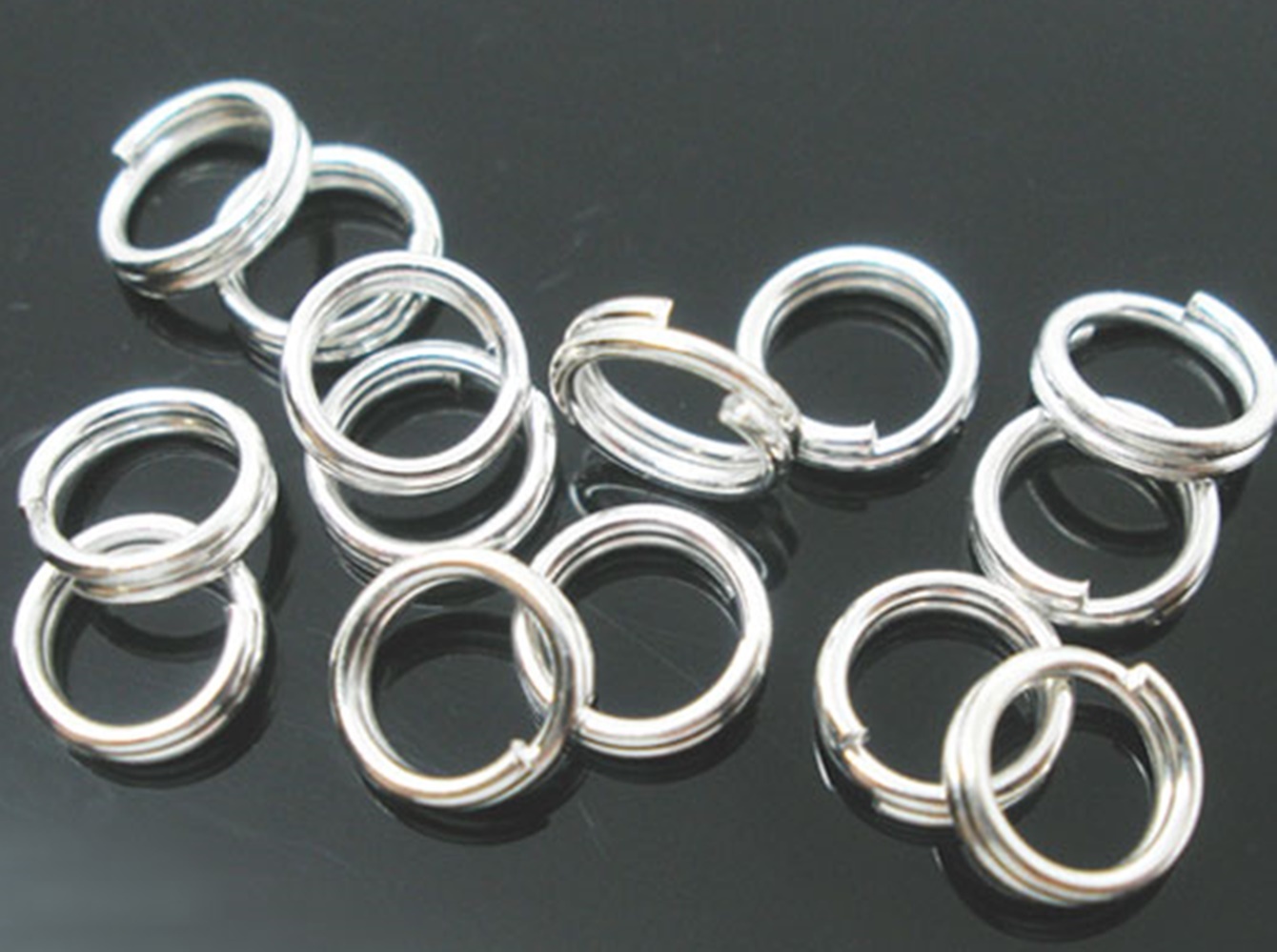 200 x 4, 5, 6, 7, 8mm Silver Plated Double Loop Split Rings 100 x 10 12 ...