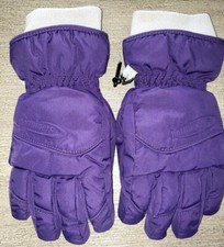 girls HOT FINGERS purple gray GLOVES fleece cuffs size MEDIUM 7/8 super cond 
