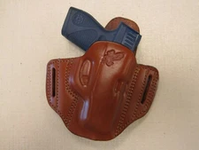 Taurus Pt 709 Slim formed BROWN leather Owb pancake 2 slot belt holster right H