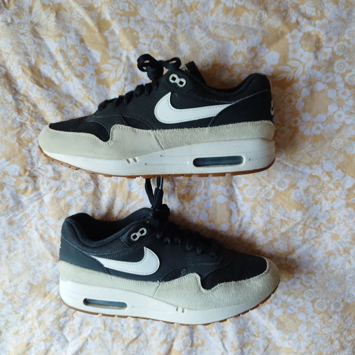 Nike air max 1 light bone black white gum size uk7 grey summer