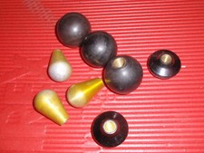 LOT OF 8 KNOBS HARD PLASTIC , BRASS, METAL