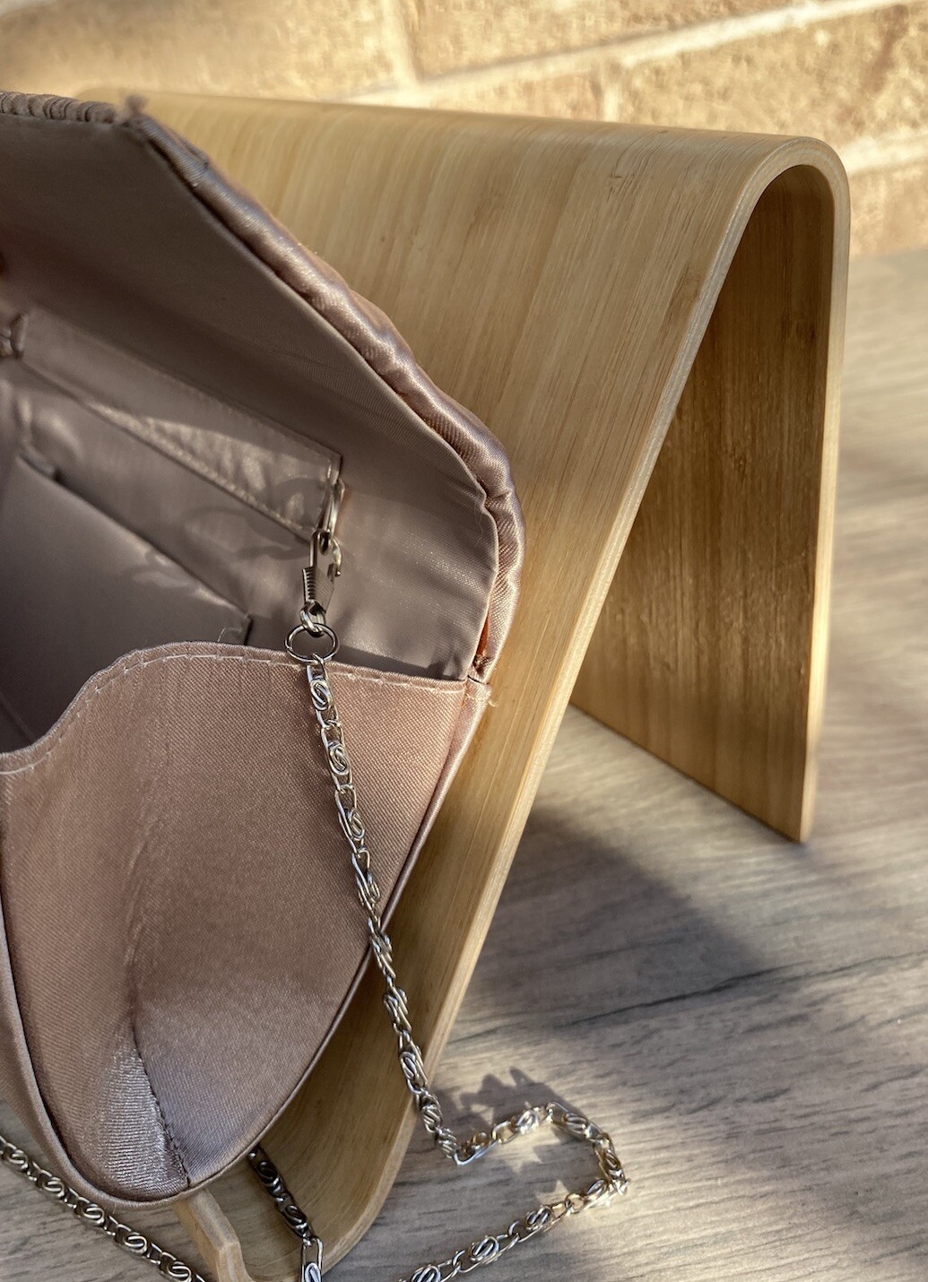 Gold Medium Rectangular Pleated Satin Fabric Occa… - image 10