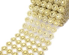 10YD Gold Diamond Bling Mesh Rhinestone Ribbon Wrap Wedding Decoration 4"
