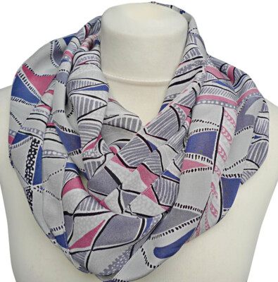 hochwertiger Damen Loop Schal Rundschal 100% Seide grau rosa blau schwarz 1316