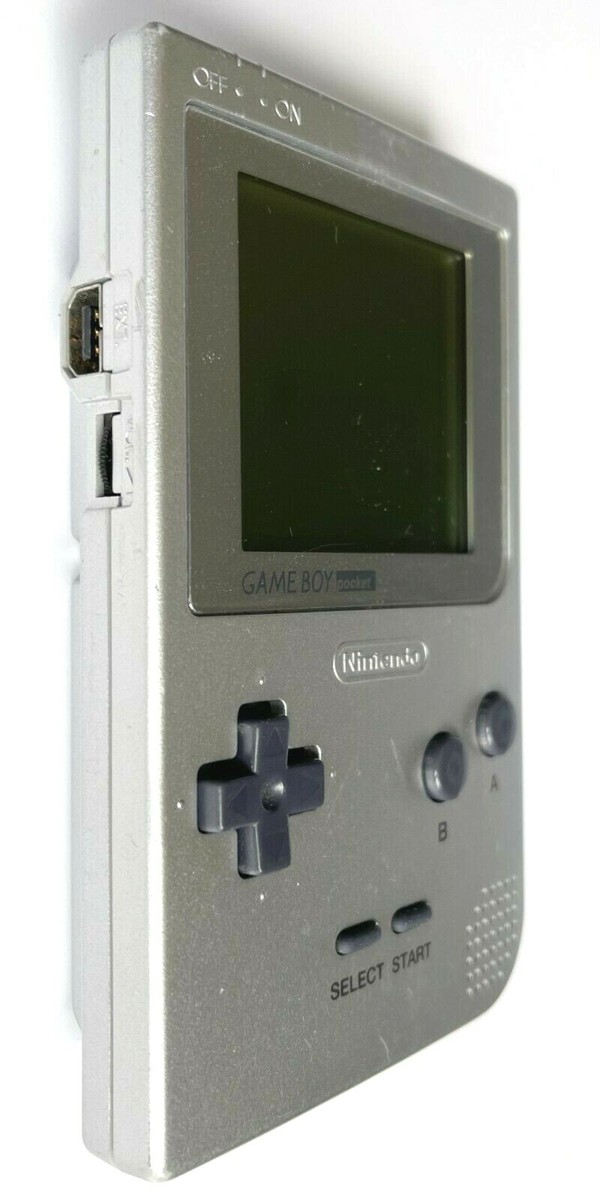 VINTAGE NINTENDO SILVER GAMEBOY POCKET GAME CONSOLE BUNDLE + GAMES 