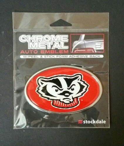 Wisconsin Badgers, Bucky Badger, U W , Auto Emblem Heavy Duty Chrome