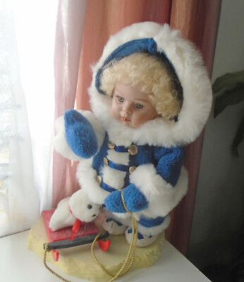 Vtg Telco Girl Play w Toy Winter Motionette Xmas Display Decor Electric RARE