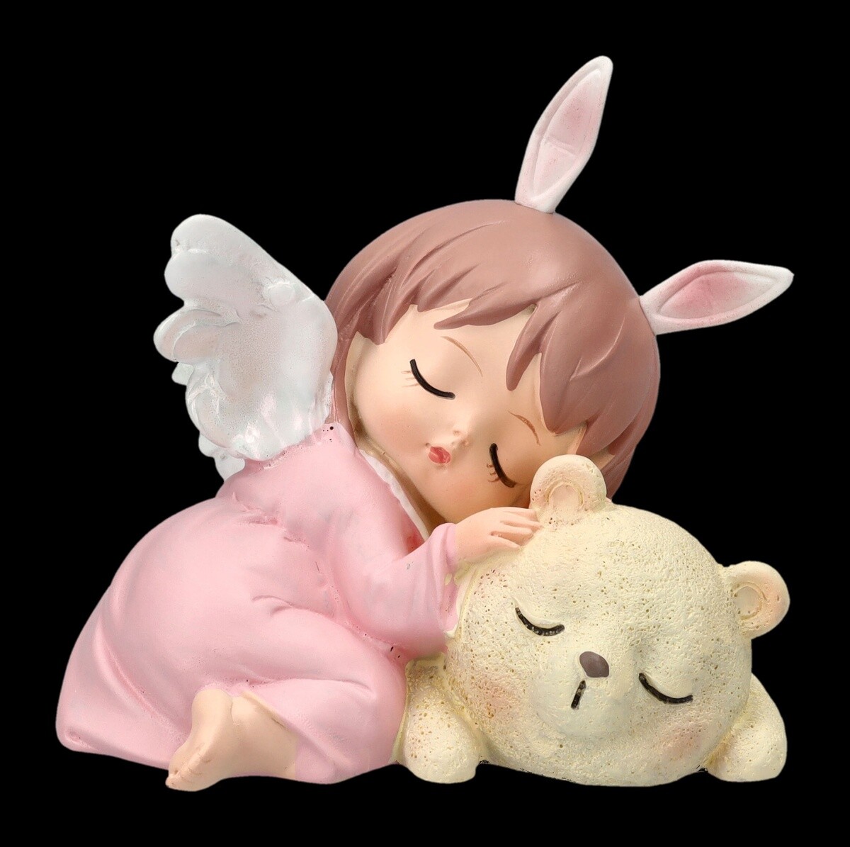 Decorative Figure - Sleeping Little Angel With Bear - H 7cm - Birth Guardian