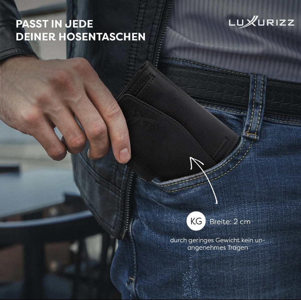 Luxurizz® Slim Wallet  Mit Münzfach Rfid Schutz Geldbeutel Geldbörse Portmonee - Bild 4 von 4
