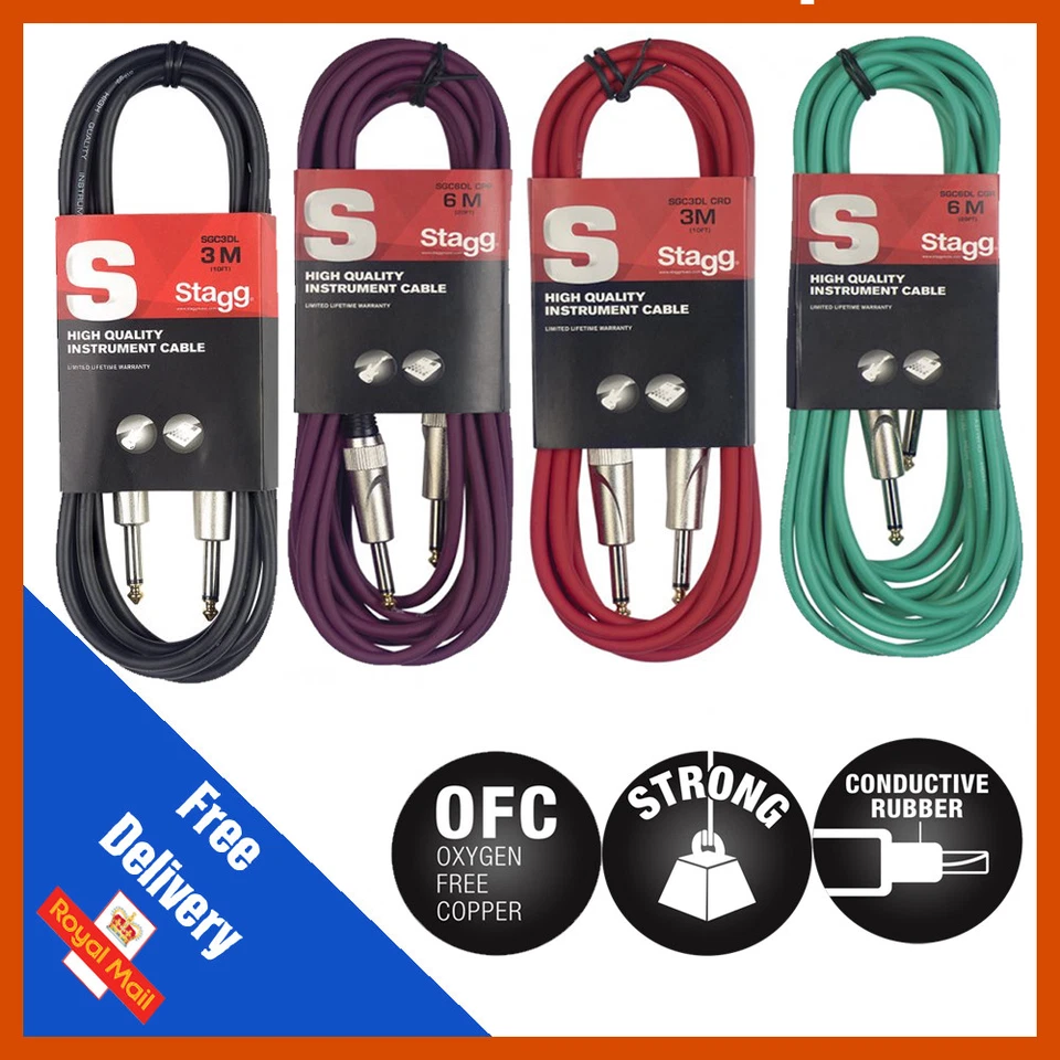 Jack Guitar Lead | Cable Bass/Electric/Acoustic/Instrument to Amp Life Warranty